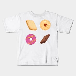 Four Traditional English Biscuits on White Kids T-Shirt
